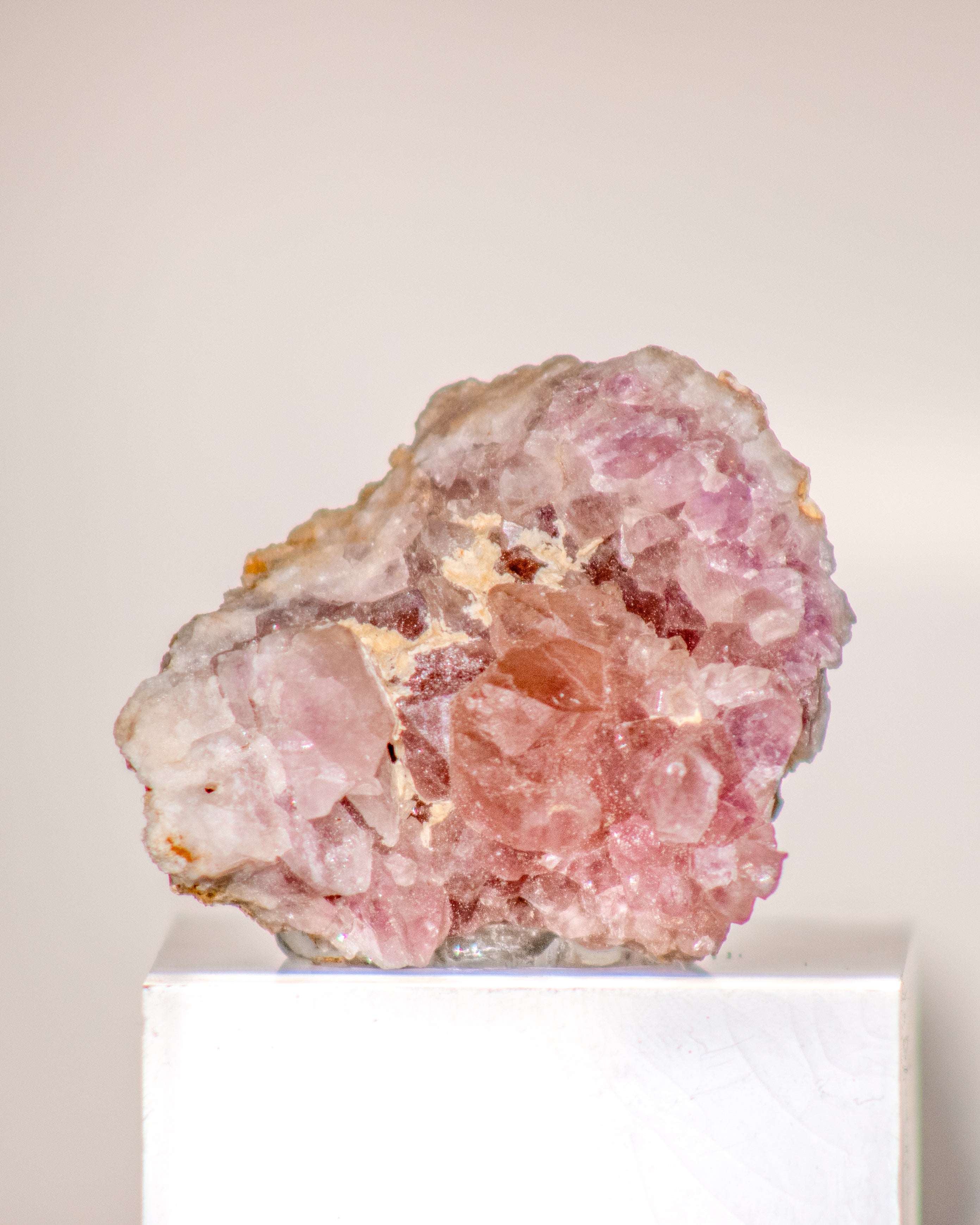 a rough pink crystal cluster