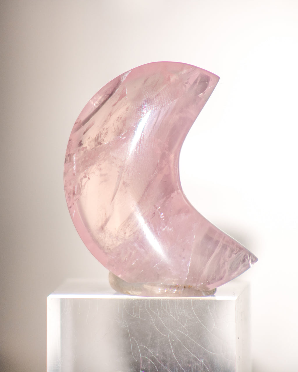 pink rose quartz crescent moon