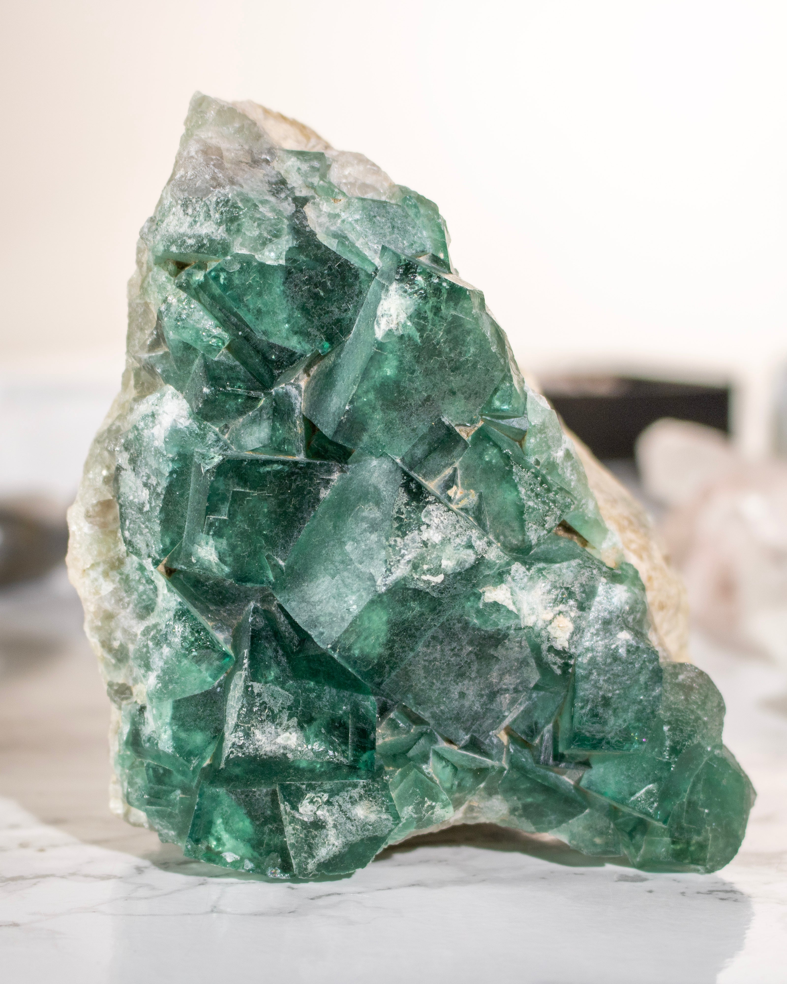 Large Madagascan Green Fluorite Cluster
