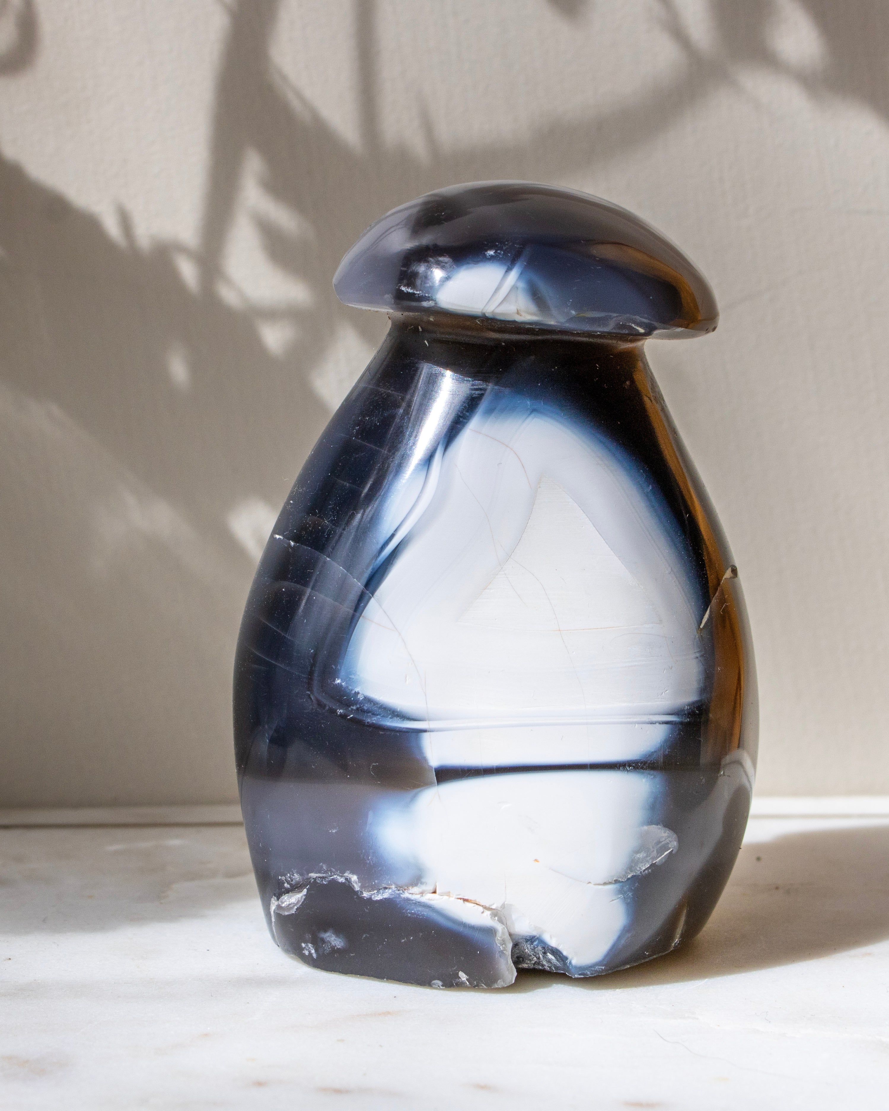 Agate mushrrom-shape on a light background