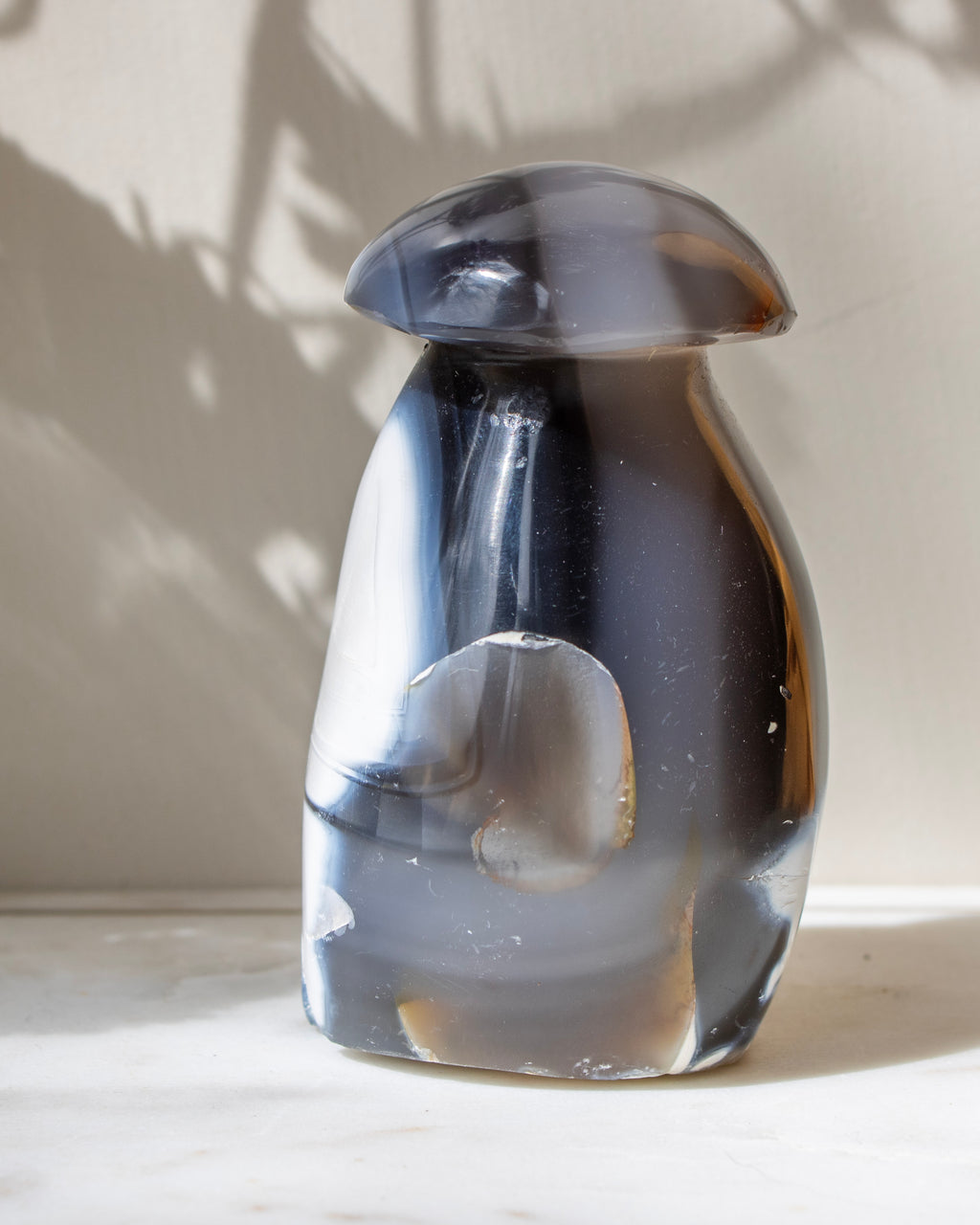 Agate stone black and brown accents on a light background