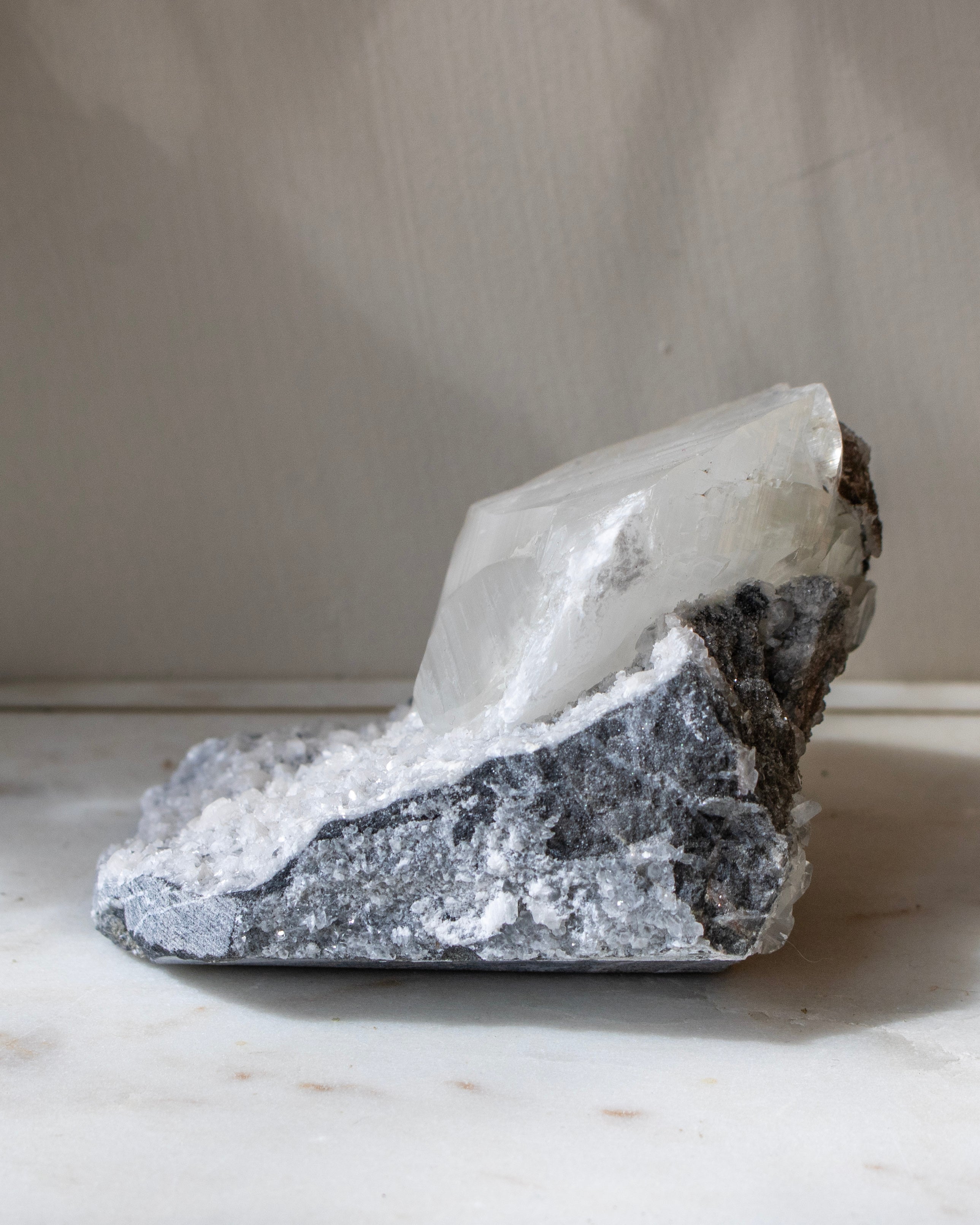 Crystal on a gray background