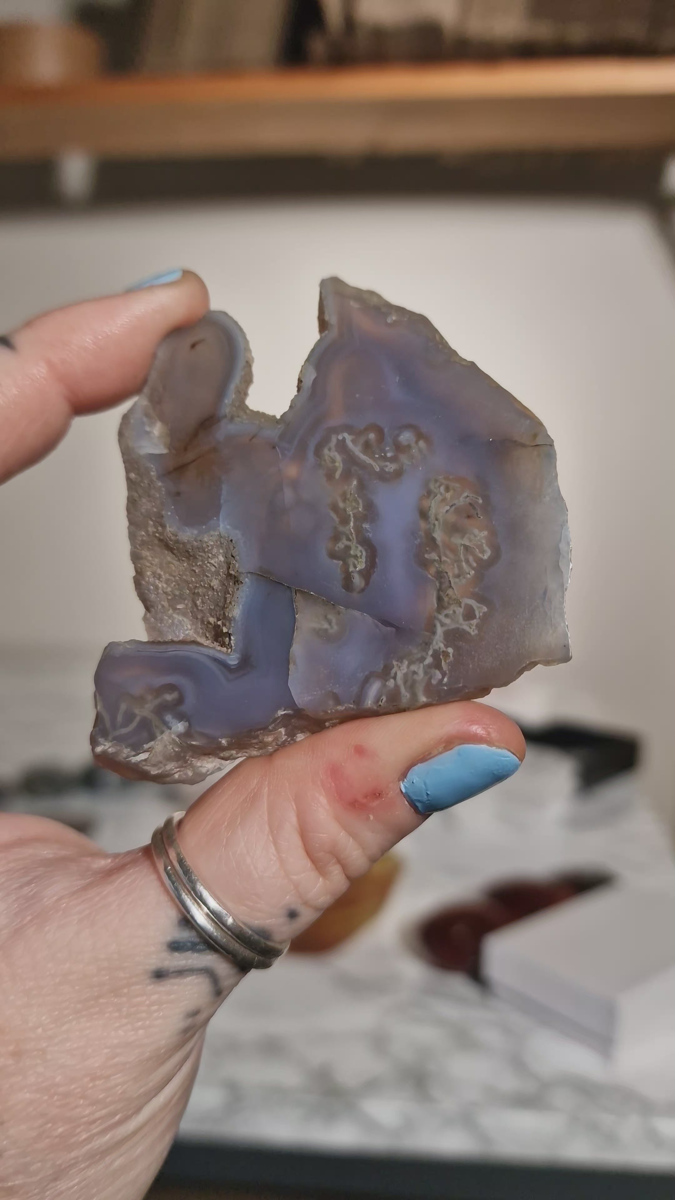 Purple Moss Agate Stalactite Slice