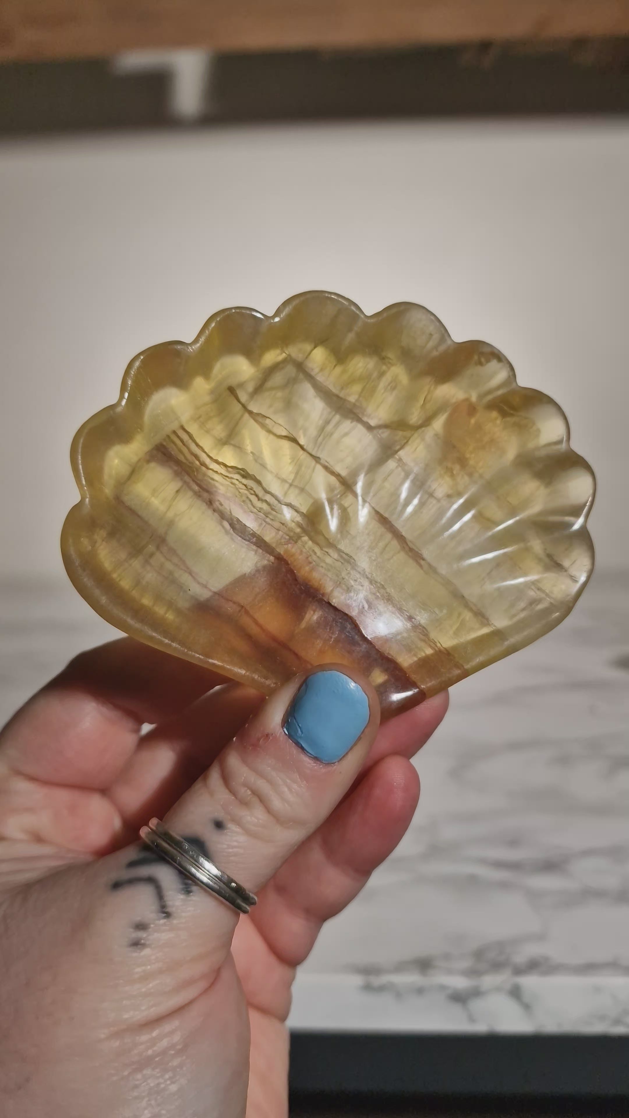Yellow Fluorite Seashell Dish
