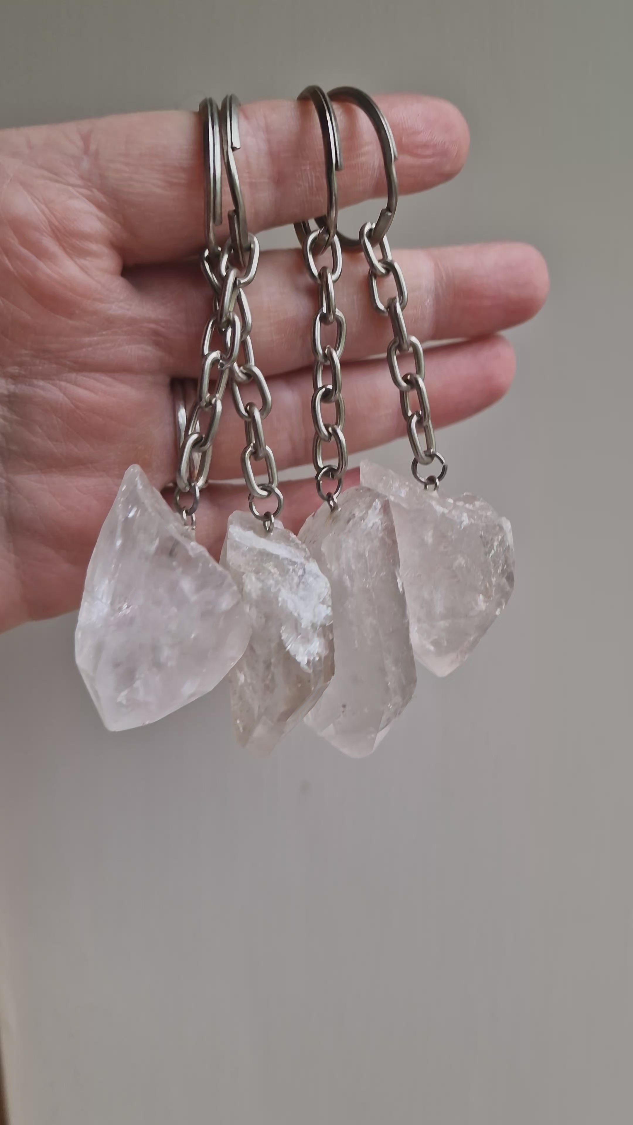 Clear Quartz Point Keyring