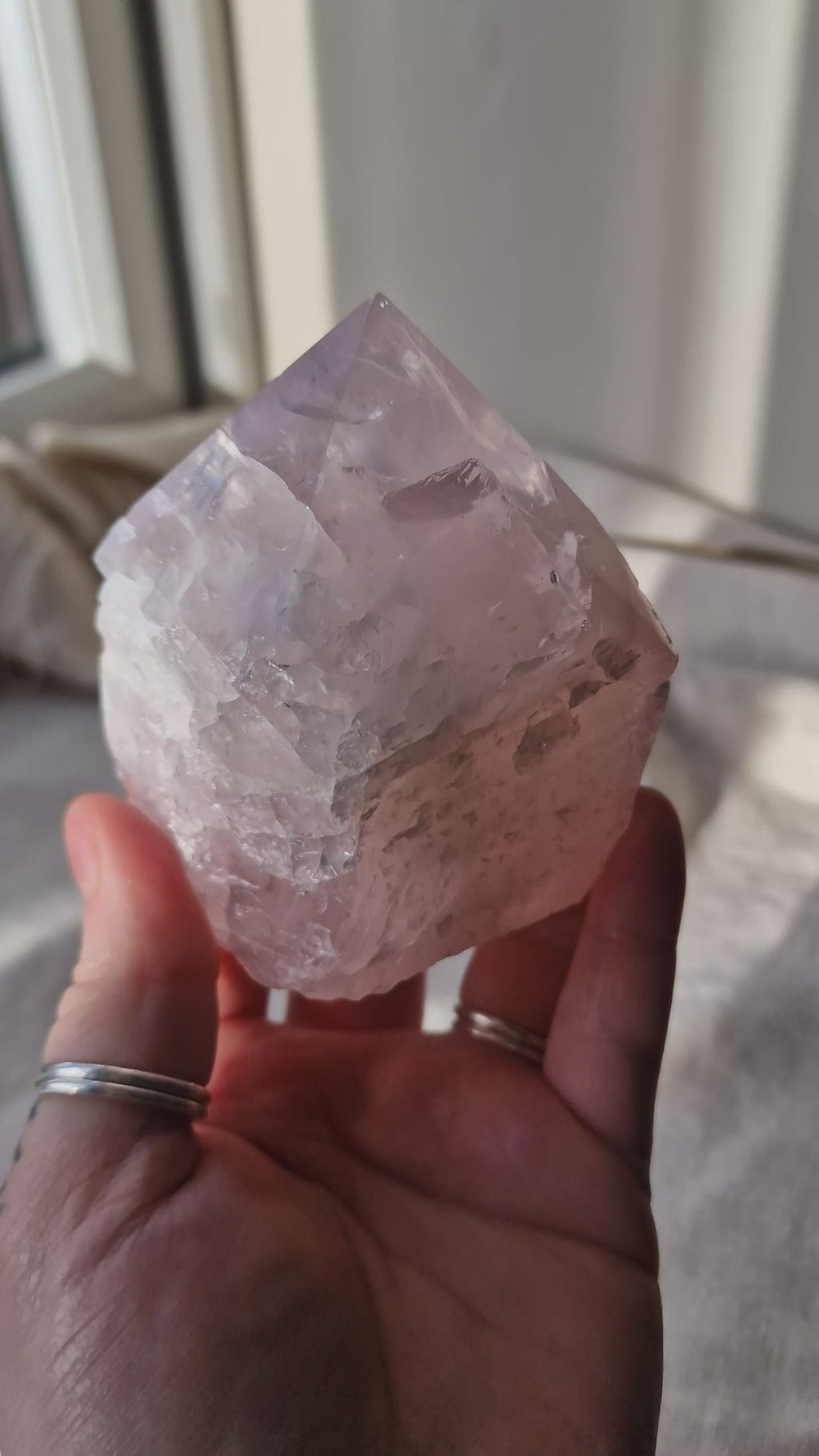 Rose Quartz Half Polished Tower