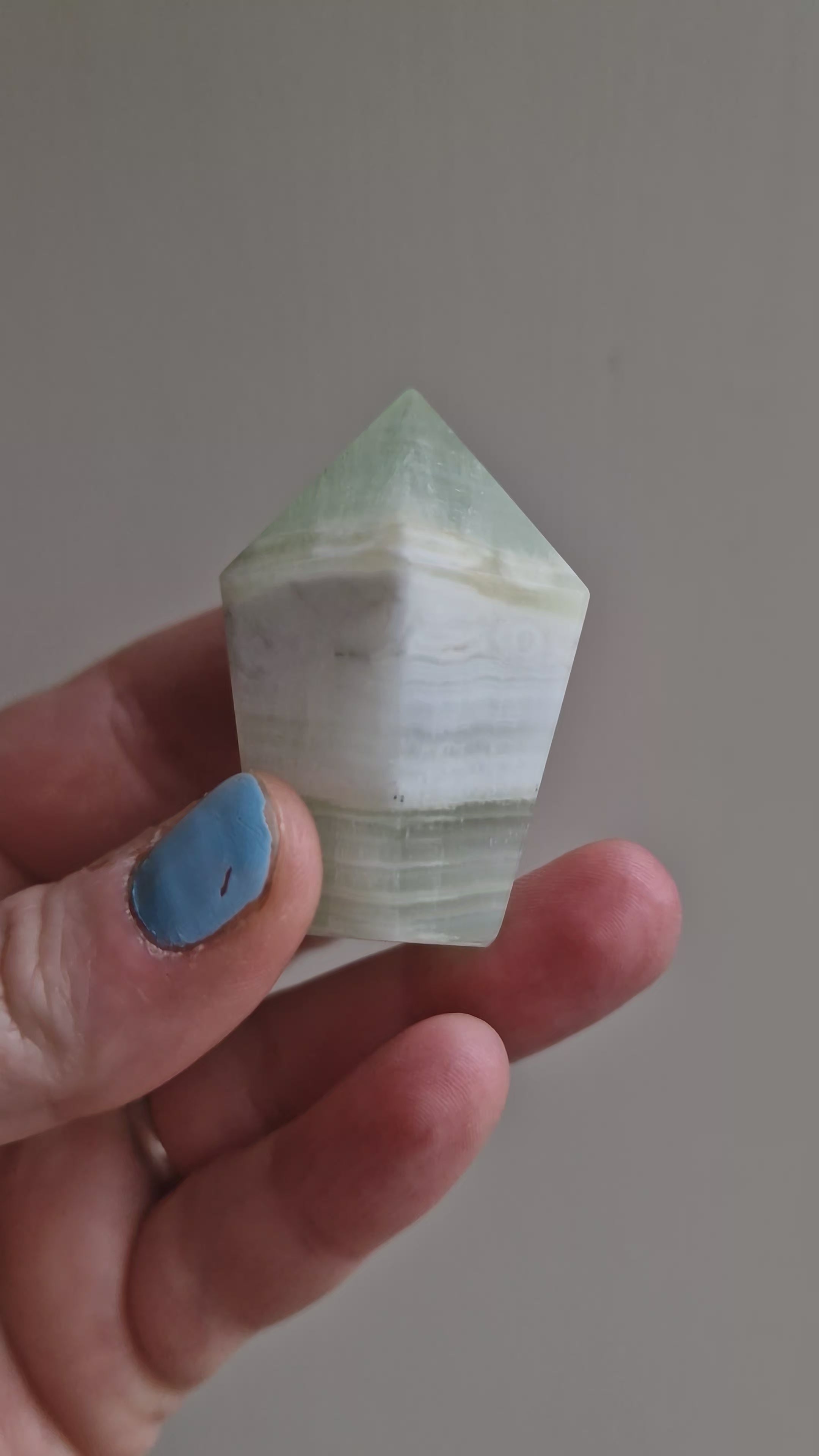 Green Calcite Crystal Tower