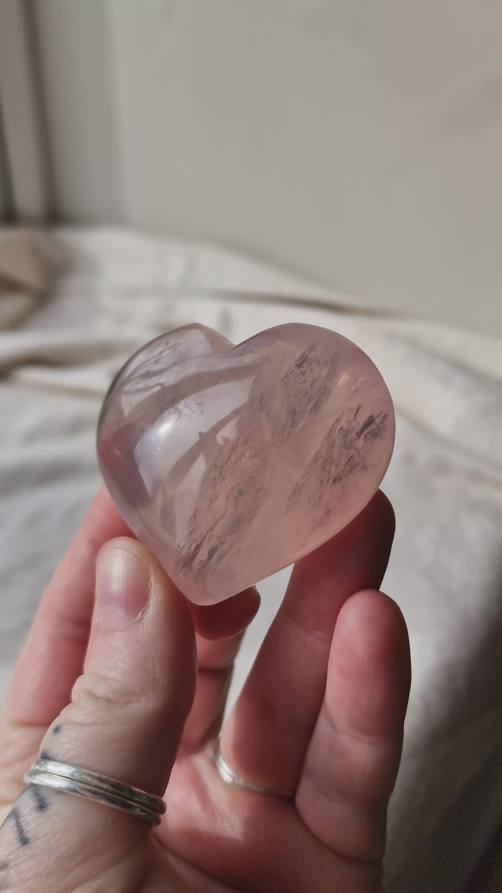 Rose Quartz Puff Heart
