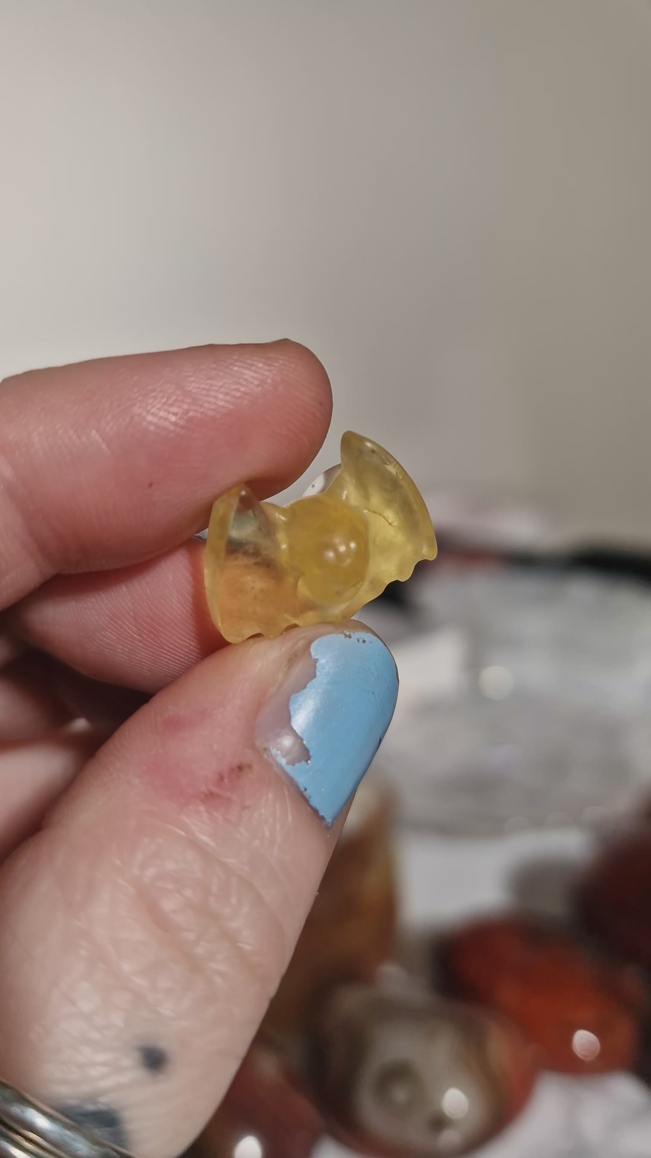 Yellow Fluorite Bat Carving